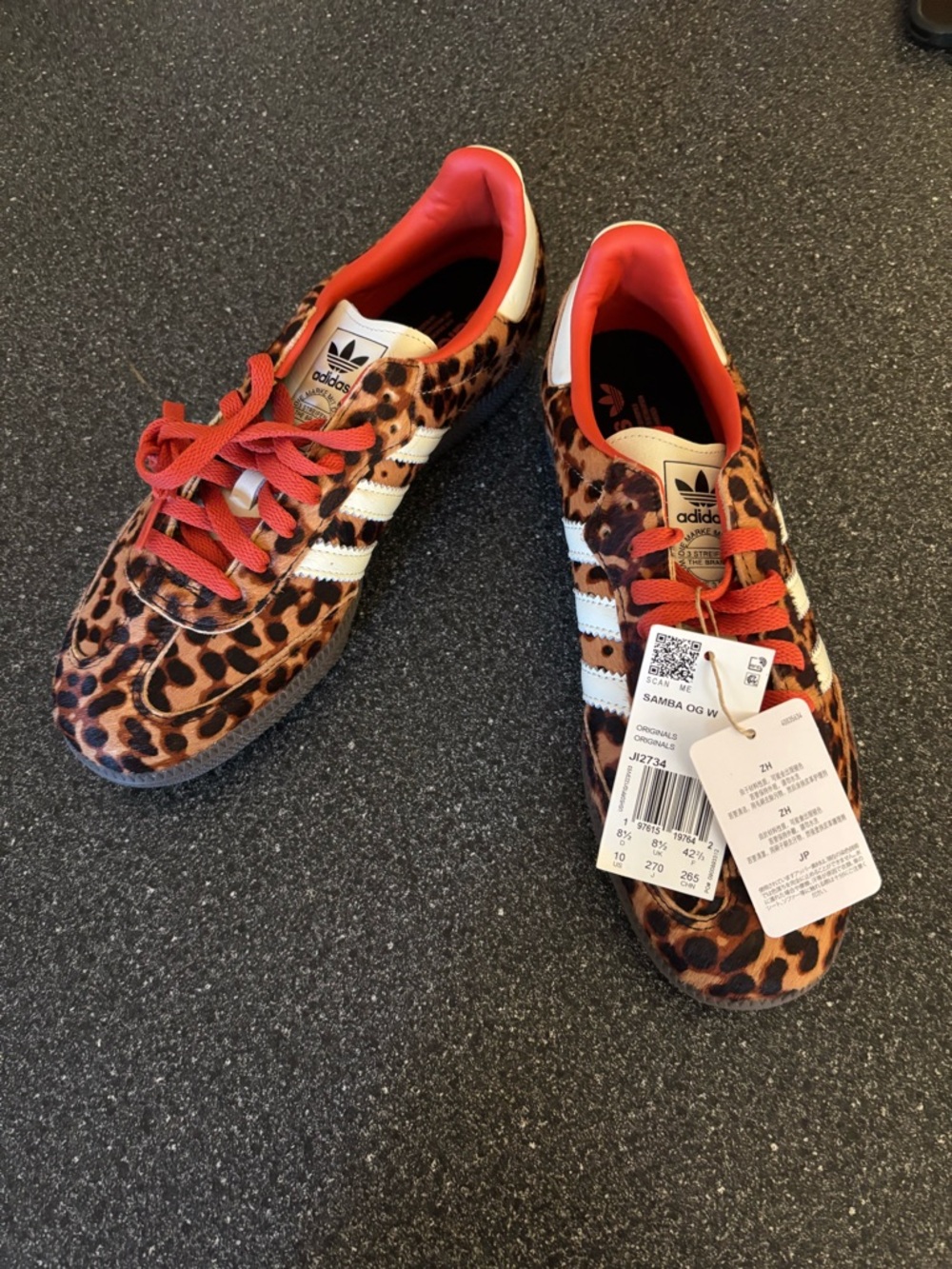 adidas Samba Leopard Print Sneakers with White Stripes and Brown Soles